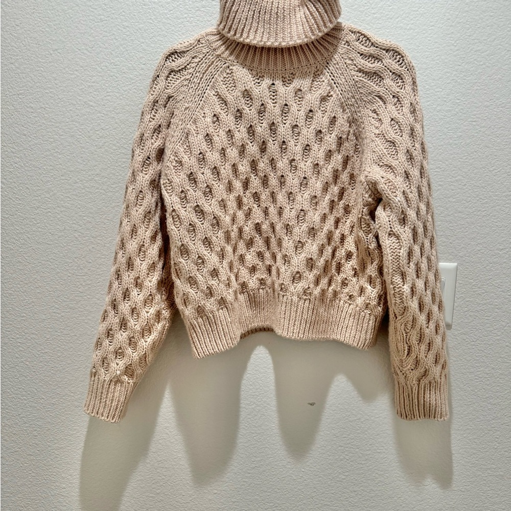H&M Pink Cable Knit Turtleneck Sweater
